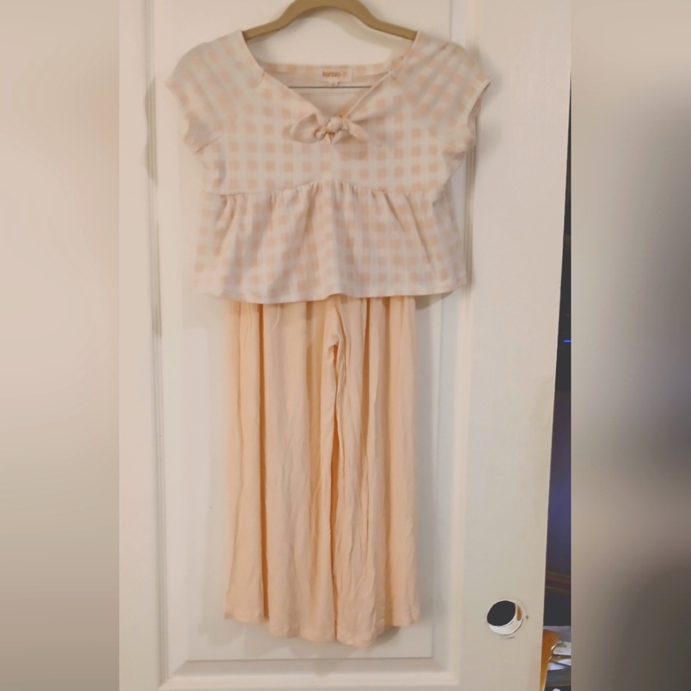 2pc Set Crop Top & Wide Leg Pants- 12